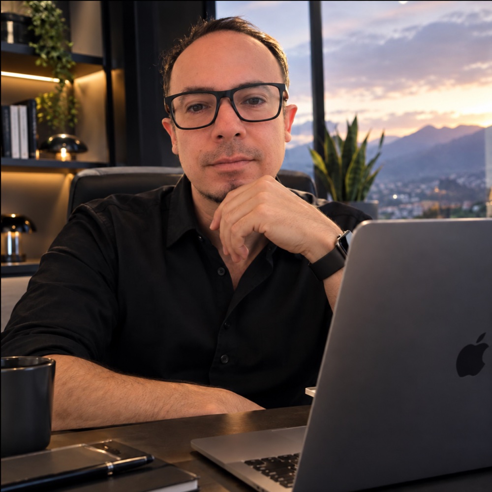 Sebastián Blau frente a su computador